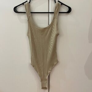 LULULEMON beige ribbed modal cotton tank body suit size 0 XS